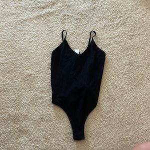 Black Ribbed Bodysuit-